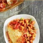 A serving of copycat Pizza Hut cavatini on a square plate.