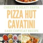 Copycat Pizza Hut cavatini and the ingredients to make it.