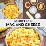 Copycat Stouffer's mac and cheese ingredients and the prepared pasta.