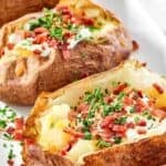 Copycat Texas Roadhouse loaded baked potatoes.