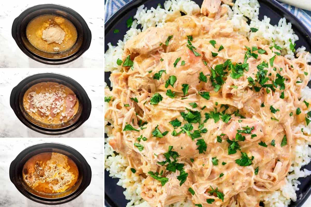 Making chicken and gravy in a slow cooker.
