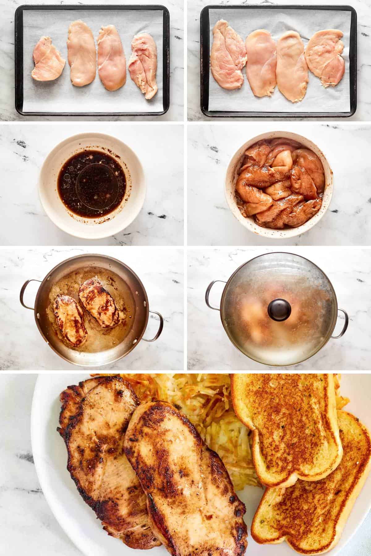 Making marinated and grilled chicken.