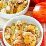 Homemade apple cobbler made with Bisquick baking mix and fresh apples.