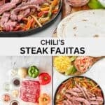 Copycat Chili's steak fajitas and the ingredients to make them.