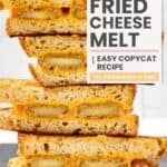 Copycat Denny's fried cheese melt slices in a stack.