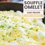 Homemade fluffy souffle omelet in a skillet.