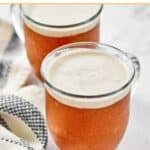 Copycat Harry Potter butterbeer in glass mugs on a marble surface.