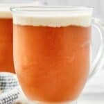 Copycat Harry Potter butterbeer in a glass mug.