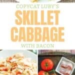 Copycat Luby's skillet cabbage and the ingredients on a tray.