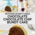 Copycat Nothing Bundt Cakes chocolate chocolate chip bundt and the ingredients to make it.