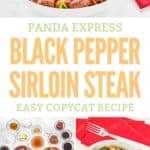 Copycat Panda Express black pepper sirloin steak and the ingredients to make it.