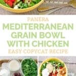 Copycat Panera Mediterranean grain bowl with chicken and the ingredients to make it.