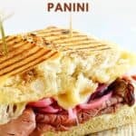 Copycat Panera steak and white cheddar panini with pickled onions.