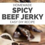 Homemade spicy beef jerky wrapped in parchment paper.