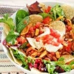 Copycat Wendy's taco salad and a fork in front of it.
