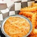 Copycat Whataburger creamy pepper sauce served with fries for dipping.