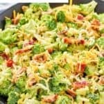 A big bowl of copycat Chicken Salad Chick broccoli salad.