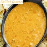 Copycat Chili's skillet queso made in a slow cooker served with tortilla chips.
