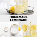 Homemade lemonade and the ingredients to make it.