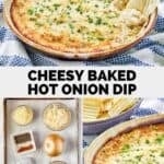Hot onion dip and the ingredients to make it.