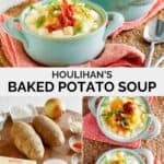 Copycat Houlihan's baked potato soup and the ingredients to make it.