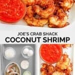 Copycat Joe's Crab Shack coconut shrimp and the ingredients to make it.