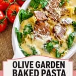 Copycat Olive Garden baked pasta romana with beef.