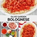 Copycat Olive Garden Bolognese sauce and the ingredients to make it.