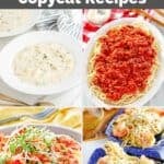 Copycat Olive Garden gnocchi soup, bolognese, pomodoro, and shrimp pasta.