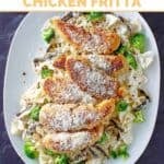 A platter of copycat Olive Garden parmesan crusted chicken fritta.