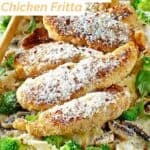 Copycat Olive Garden parmesan crusted chicken fritta served over pasta.