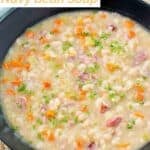 A bowl of copycat US Senate navy bean soup.
