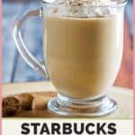 Copycat Starbucks eggnog latte with whipped cream on top.