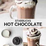 Copycat Starbucks hot chocolate and the ingredients to make it.