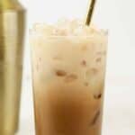Copycat Starbucks iced brown sugar oat milk shaken espresso in a tall glass.