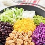 Copycat Taco Bell cantina chicken bowl on a marble surface.