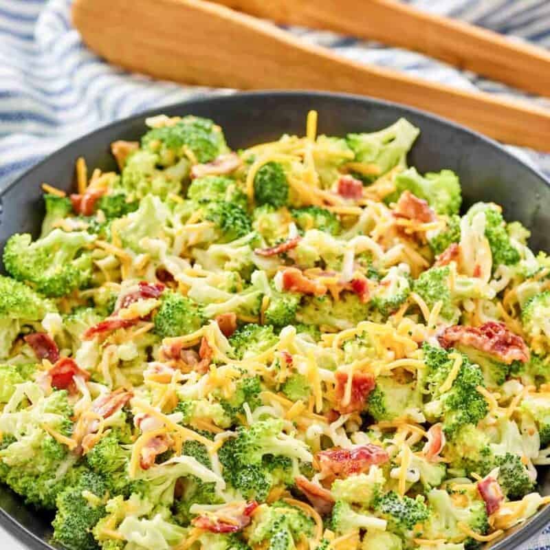 Broccoli, cheese, and bacon salad with creamy dressing.