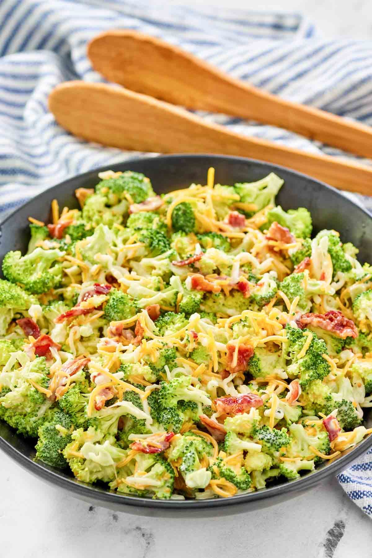 Broccoli, cheese, and bacon salad with creamy dressing.