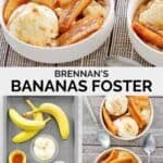 Copycat Brennan's bananas foster dessert and the ingredients to make it.