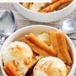 Copycat Brennan's bananas foster dessert in two bowls.