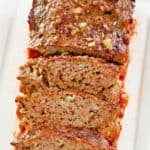 Brown sugar meatloaf on a platter.