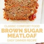 Brown sugar meatloaf sliced and on a platter.