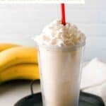 Copycat Fatburger banana milkshake on a small metal tray.