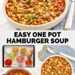 Hamburger soup and the ingredients to make it.