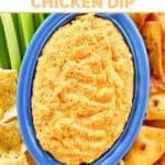 Creamy, cheesy copycat Hooters Buffalo chicken dip served with celery and tortilla chips.