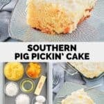 Southern pig pickin' cake and the ingredients to make it with cake mix.