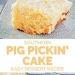 Southern pig pickin' cake slices next to the cake.