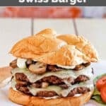Copycat Smashburger Truffle Mushroom Swiss Burger on a wooden table.