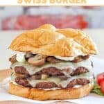 Copycat Smashburger Truffle Mushroom Swiss Burger on a platter.