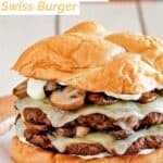 Copycat Smashburger Truffle Mushroom Swiss Burger on parchment paper.